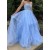 A-Line Long Blue Lace and Tulle Prom Dress Formal Evening Gowns 901228