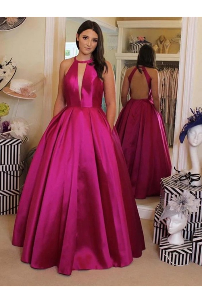 A-Line Long Satin Prom Dress Formal Evening Gowns 901233