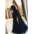 Long Navy Blue Lace and Tulle Prom Dress Formal Evening Gowns 901243