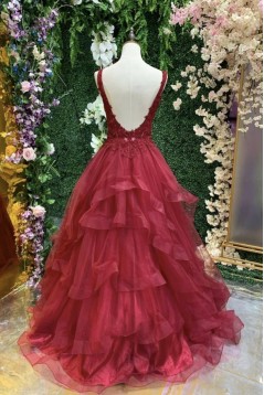 A-Line Lace Long Prom Dress Formal Evening Gowns 901285