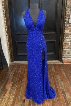 Long Royal Blue Sequin Prom Dress Formal Evening Gowns 901286