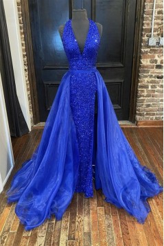 Long Royal Blue Sequin Prom Dress Formal Evening Gowns 901286
