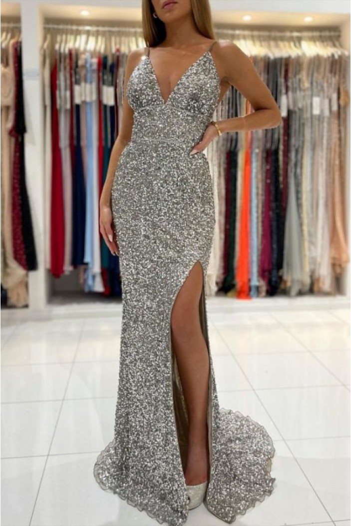 Long Sparkly Mermaid Sequin Prom Dress Formal Evening Gowns 901294