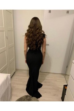 Long Black Mermaid One Shoulder Prom Dress Formal Evening Gowns 901302