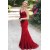 Mermaid Long Red Spaghetti Straps Lace Prom Dress Formal Evening Gowns 901310