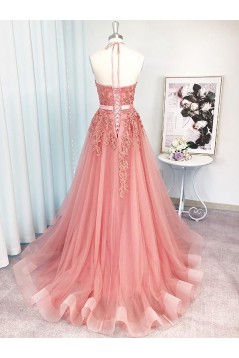 A-Line Lace and Tulle Long Prom Dress Formal Evening Gowns 901314