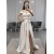 A-Line Two Pieces Long White Prom Dress Formal Evening Gowns 901323