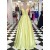 A-Line Long Yellow Lace and Satin Prom Dress Formal Evening Gowns 901341