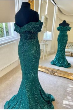 Mermaid Off the Shoulder Sparkle Long Prom Dress Formal Evening Gowns 901386