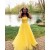 A-Line Long Yellow Strapless Prom Dress Formal Evening Gowns 901396