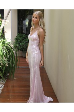 Long Pink Sparkle Sequin Prom Dress Formal Evening Gowns 901407