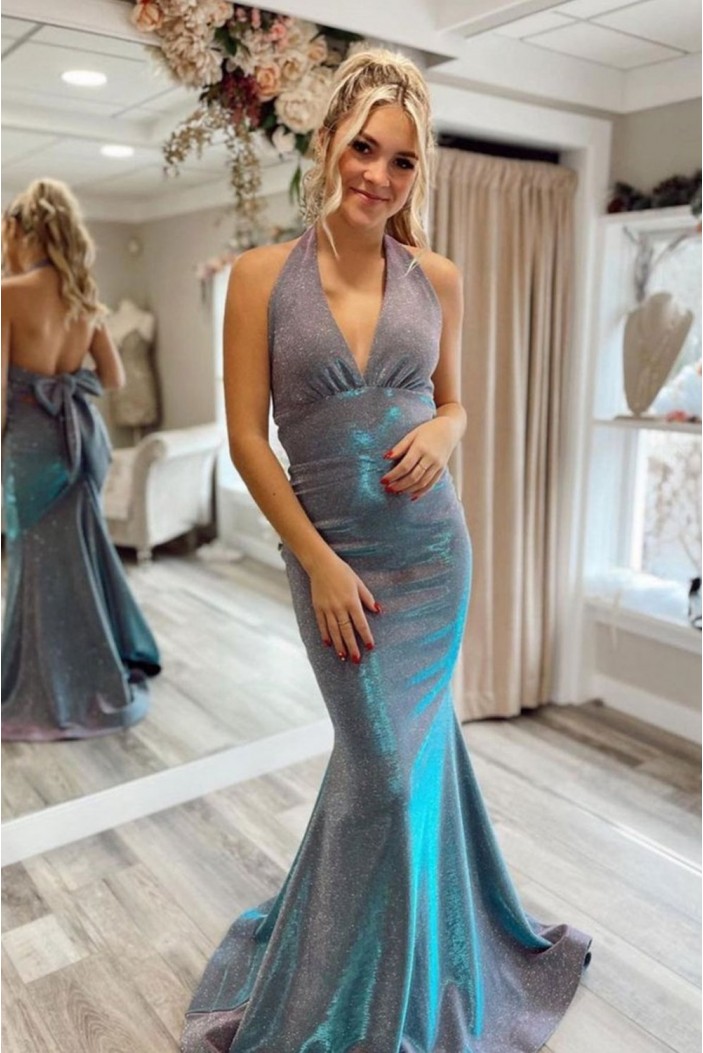 Mermaid Halter Sparkle Prom Dress Formal Evening Gowns 901432