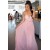 Long Pink Chiffon and Lace Prom Dress Formal Evening Gowns 901439
