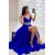 Long Royal Blue Two Pieces Beaded Prom Dress Formal Evening Gowns 901441
