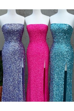 Long Royal Blue Strapless Sequin Prom Dress Formal Evening Gowns 901450