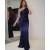 Long Navy Blue One Shoulder Prom Dresses Formal Evening Gowns 901541