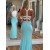 Long Blue White Mermaid Prom Dresses Formal Evening Gowns 901554