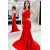 Mermaid One Shoulder Long Red Prom Dresses Formal Evening Gowns 901564
