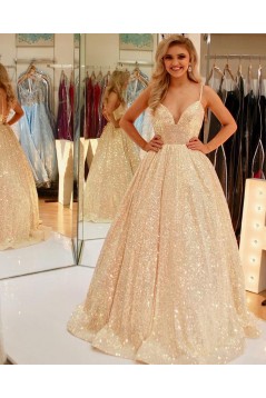 A-Line Sparkle Ball Gown Prom Dresses Formal Evening Gowns 901573