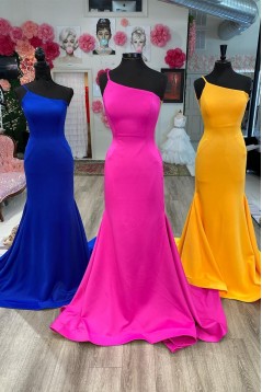 Mermaid One Shoulder Long Prom Dresses Formal Evening Gowns 901578