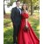 Long Red Off the Shoulder Satin Prom Dresses Formal Evening Gowns 901636