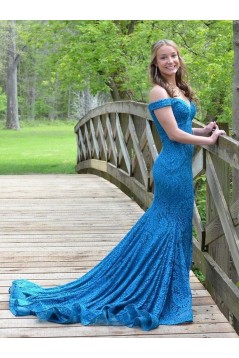 Long Mermaid Lace Prom Dresses Formal Evening Gowns 901664