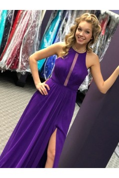 Long Purple Chiffon Prom Dresses Formal Evening Gowns 901665