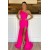 Long Pink One Shoulder Prom Dresses Formal Evening Gowns 901705