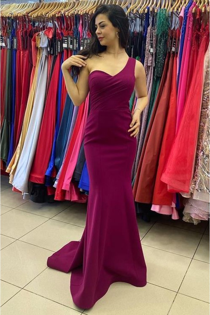 Long Mermaid One Shoulder Prom Dresses Formal Evening Gowns 901726