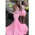 Long Pink Mermaid Lace Prom Dresses Formal Evening Gowns 901742