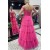 A-Line Fuchsia Tulle Long Prom Dresses Formal Evening Gowns 901759