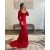 Long Red Mermaid Lace Long Sleeves Prom Dresses Formal Evening Gowns 901805