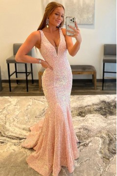 Elegant Long Mermaid Sequins Prom Dresses Formal Evening Gowns 901831