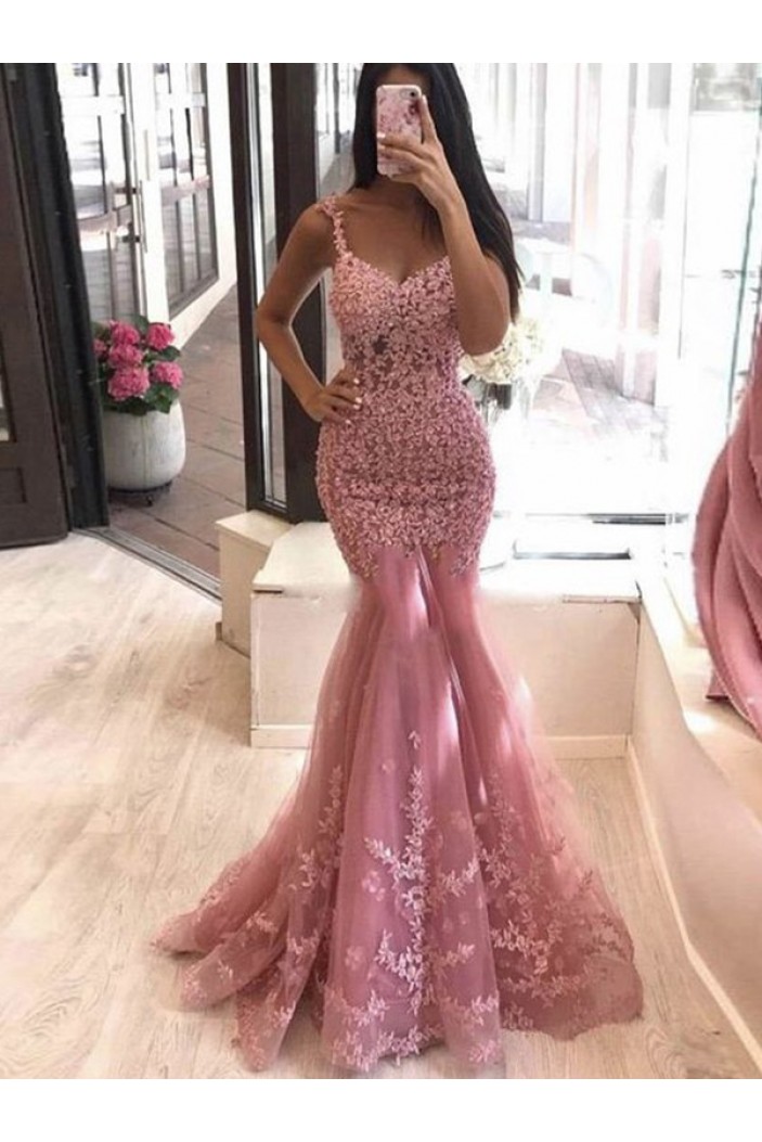 Long Mermaid Lace V Neck Prom Dresses Formal Evening Gowns 901840