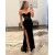 Long Black Mermaid Sweetheart Lace Prom Dresses Formal Evening Dresses with Slit 901929