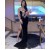 Long Black Mermaid Prom Dresses Formal Evening Dresses with Pearls 901933