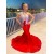 Long Red Mermaid Beaded Lace Prom Dresses Formal Evening Dresses 901935