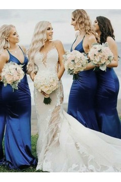 Long Royal Blue Mermaid Floor Length Bridesmaid Dresses 902007