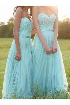A-Line Sweetheart Lace and Tulle Long Bridesmaid Dresses 902016