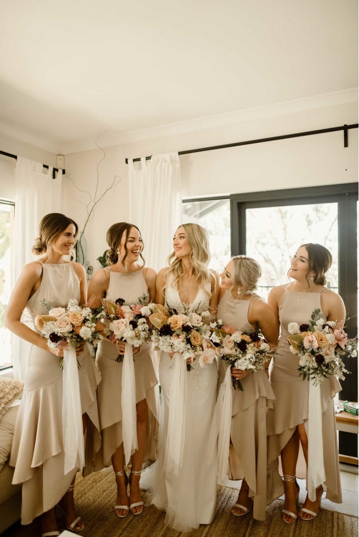Simple Asymmetrical Bridesmaid Dresses 902035