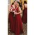 Long Red V Neck Floor Length Bridesmaid Dresses 902115