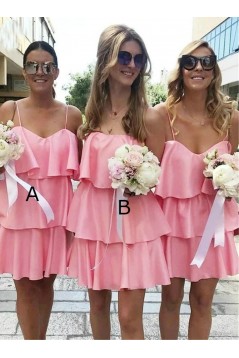 Short Pink Spaghetti Straps Bridesmaid Dresses 902170