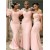 Long Pink Mermaid Modest Bridesmaid Dresses 902174