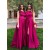 A-Line Fuchsia Satin Long Bridesmaid Dresses 902217