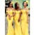 Long Yellow Mermaid Off the Shoulder Bridesmaid Dresses 902294