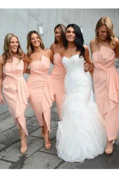 Short Pink Strapless Bridesmaid Dresses 902319