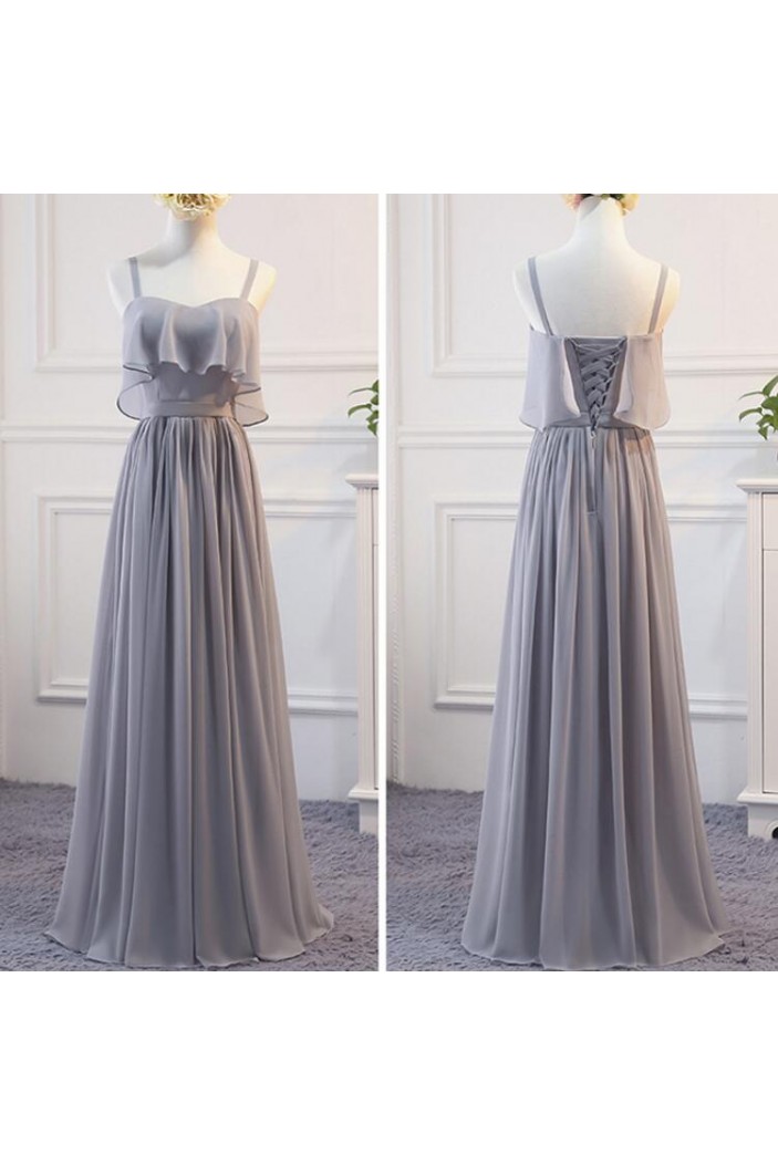 Long Grey Chiffon Bridesmaid Dresses 902445