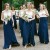 Long Blue and White Spaghetti Straps Bridesmaid Dresses 902506