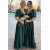 A-Line Long Green V Neck Bridesmaid Dresses 902507