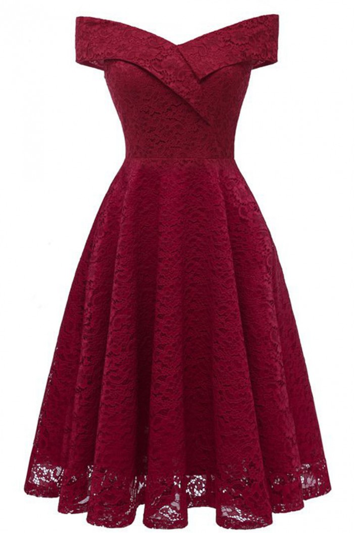 A-Line Short Lace Off the Shoulder Bridesmaid Dresses 902517